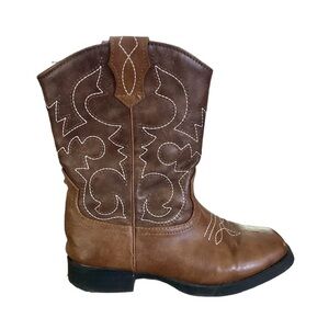 Wonder Nation Youth Boys Brown Pull-on Square toe Cowboy Boots Shoes Size 13